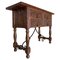 Catalan Carved Walnut Sofa Table with Four Drawers & Iron Stretcher 1