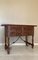 Catalan Carved Walnut Sofa Table with Four Drawers & Iron Stretcher 4