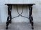 19th-Century Spanish Side Table with Hand Carved Lyre Leg and Iron Stretcher 3