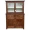 Mid 19th-Century 2-Part Step Back Walnut Pie Safe Cupboard with Glass Doors 1
