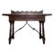 Catalan Lady's Desk or Console Table in Carved Walnut with Iron Stretcher 1