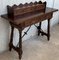 Catalan Lady's Desk or Console Table in Carved Walnut with Iron Stretcher 2
