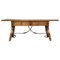 Spanish Bench or Low Console Table with Drawers, Lyre Legs and Iron Stretcher 1