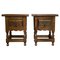 20th-Century Spanish Nightstands with Carved Drawer and Iron Hardware, Set of 2 1