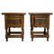 20th-Century Spanish Nightstands with Carved Drawer and Iron Hardware, Set of 2, Image 1