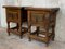 20th-Century Spanish Nightstands with Carved Drawer and Iron Hardware, Set of 2 3