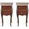 French Marquetry Nightstands with Three Drawers and Bronze Hardware, Set of 2 1