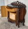 Carved Marquetry Nightstands with Two Doors and Hidden Drawer, Set of 2 6