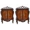 Carved Marquetry Nightstands with Two Doors and Hidden Drawer, Set of 2 1