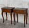 French Louis XV Style Walnut Bedside Tables with Drawer, Set of 2 3