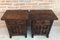 20th-Century Brutalist Spanish Nightstands with Carved Drawer and Door, Set of 2 3