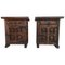 20th-Century Brutalist Spanish Nightstands with Carved Drawer and Door, Set of 2, Image 1