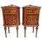 20th Louis XVI Style Marquetry Nightstands with Metal and Mirror Crest, Set of 2 1
