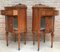 20th Louis XVI Style Marquetry Nightstands with Metal and Mirror Crest, Set of 2 6