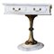 White Nightstand with One-Drawer and Bronze and Marble Pedestal 1