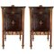 French Ebonized Mahogany Nightstands with Fluted Bronze Columns, Set of 2 1
