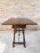 20th Century Spanish Console Fold Out Table with Iron Stretcher and Two Drawers 5