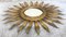 Miroir Soleil en Forme de Fleur Mid-Century en Fer Doré 7