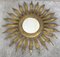 Mid-Century Gilt Iron Layered Leafed Flower Shaped Sunburst Mirror 5