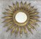 Mid-Century Gilt Iron Layered Leafed Flower Shaped Sunburst Mirror, Image 5