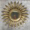 Mid-Century Gilt Iron Layered Leafed Flower Shaped Sunburst Mirror 6