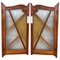 French Pine and Stained Glass Swinging Saloon Doors, 1930s, Set of 2 1