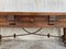 Spanish Low Console Table with Marquetry Drawers and Iron Stretcher 8