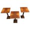 Mid-20th Century Walnut Wood Square Top Pedestal Tables, Set of 3, Image 1