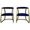French Mid-Century Gold Brass Chairs, Set of 2 1