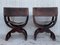 19th Century Folding Carved Walnut and Leather Bench, Set of 2, Image 3