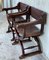 19th Century Folding Carved Walnut and Leather Bench, Set of 2, Image 5