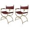 Chaises de Direction Hollywood Regency en Chrome et Cuir par Milo Baughman, Italie, 1960s, Set de 2 1