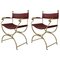 Italian Hollywood Regency Chrome and Leather Directors Chairs by Milo Baughman, 1960s, Set of 2 1