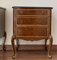 20th French Walnut Nightstands with 3 Drawers and Black Marble Top, Set of 2 5