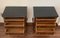 20th French Walnut Nightstands with 3 Drawers and Black Marble Top, Set of 2 7