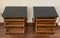 20th French Walnut Nightstands with 3 Drawers and Black Marble Top, Set of 2, Image 7