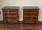 20th French Walnut Nightstands with 3 Drawers and Black Marble Top, Set of 2 3