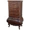 French Country Louis XV Style Carved Bombe Walnut Commode 1