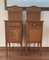 Art Nouveau Walnut Nightstands with Crest & Glass Shelves, 1900s, Set of 2, Image 2