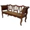 20th Century Walnut Victorian Bench in Wood and Rattan Seat 1