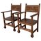 19th Century Spanish Colonial Altar Carved Armchairs with Wood Seat, Set of 2 1