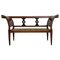 20th Century Empire Bench in Walnut with Ebonized Details & Caned Seat 1