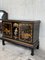 Schwarz lackierter & handbemalter offener Altartisch oder Sideboard mit Spiegel, 2er Set 8