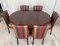 French Art Deco Burl Elm 2-Pedestal Oval Table & Chairs, Set of 7 4