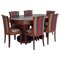 French Art Deco Burl Elm 2-Pedestal Oval Table & Chairs, Set of 7 1