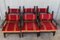 19th Spanish Low Armchairs in Carved Walnut & Red Velvet Upholstery, Set of 6 3