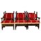 19th Spanish Low Armchairs in Carved Walnut & Red Velvet Upholstery, Set of 6 1