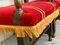 Poltrone basse in legno di noce intagliato e velluto rosso, Spagna, set di 6, Immagine 13