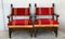 19. Spanische Niedrige Armlehnstühle aus Geschnitztem Nussholz & Rotem Samtbezug, 6er Set 5
