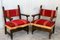 Spanish Armchair in Carved Walnut & Red Velvet Upholstery 9